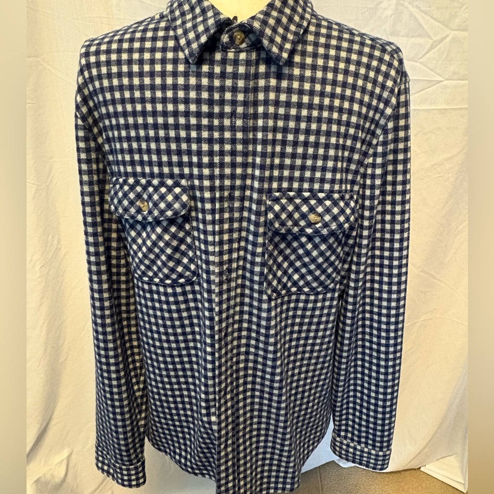 Sonoma Navy and White Check Casual Button-Down Shirt